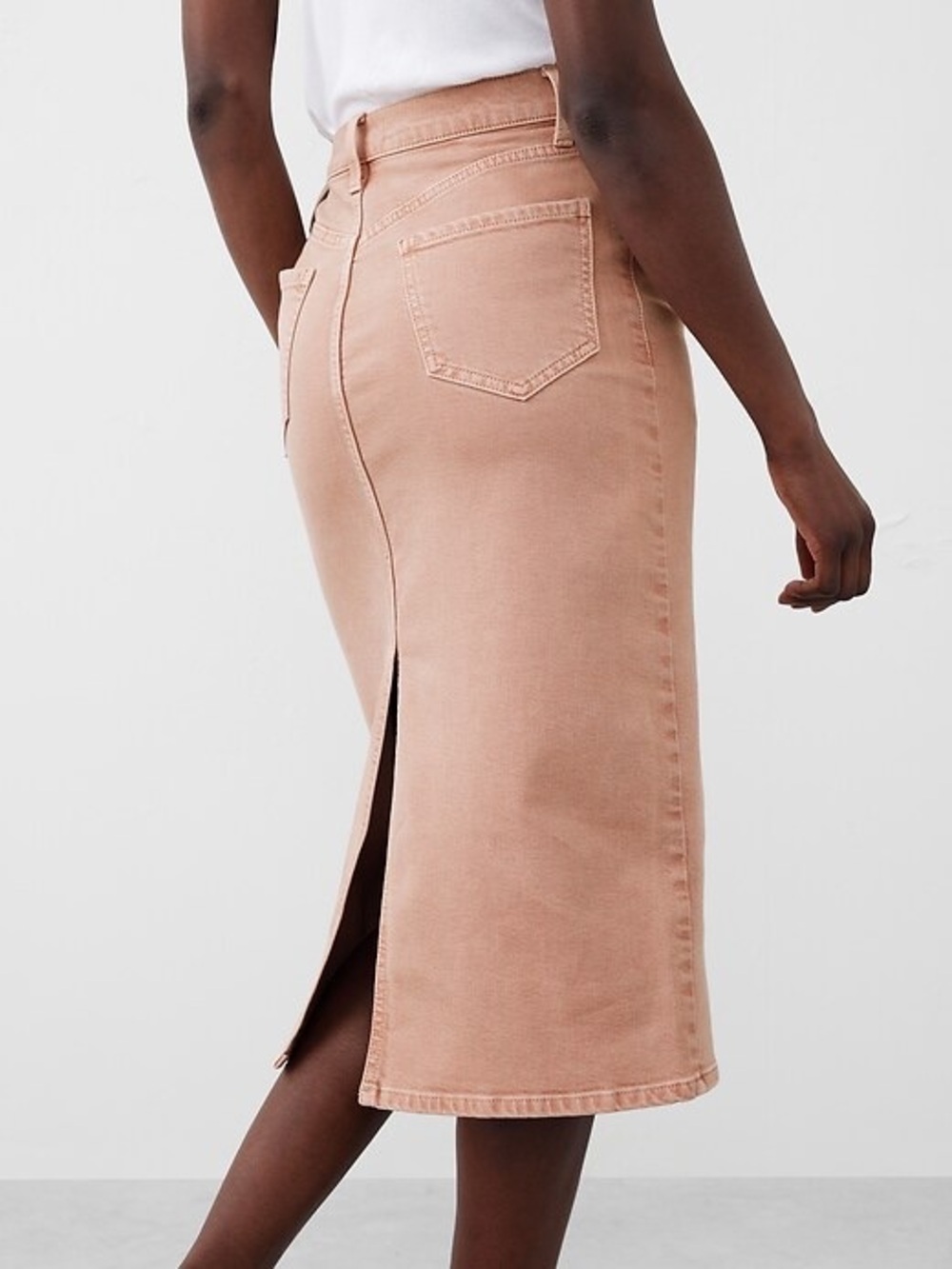 NWT Banana Republic Classic Midi Denim Pencil Skirt in Blush / Dusty Rose